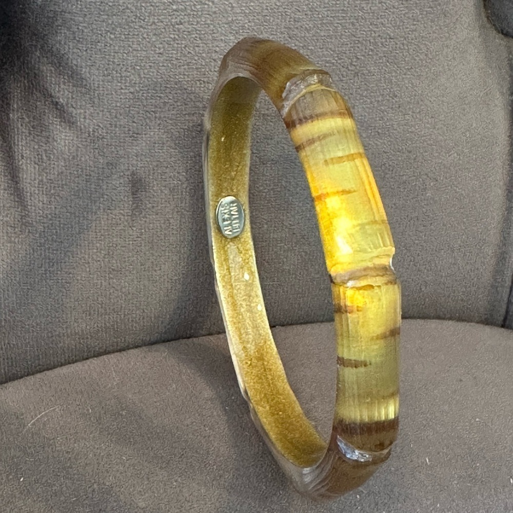 Alexis Bittar Golden Bamboo Lucite Bangle Bracelet